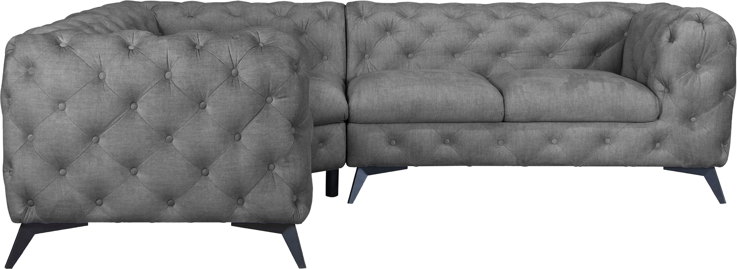 Leonique Chesterfield-Sofa "Ecksofa GLYNIS L-Form mit Wellenunterfederung, günstig online kaufen