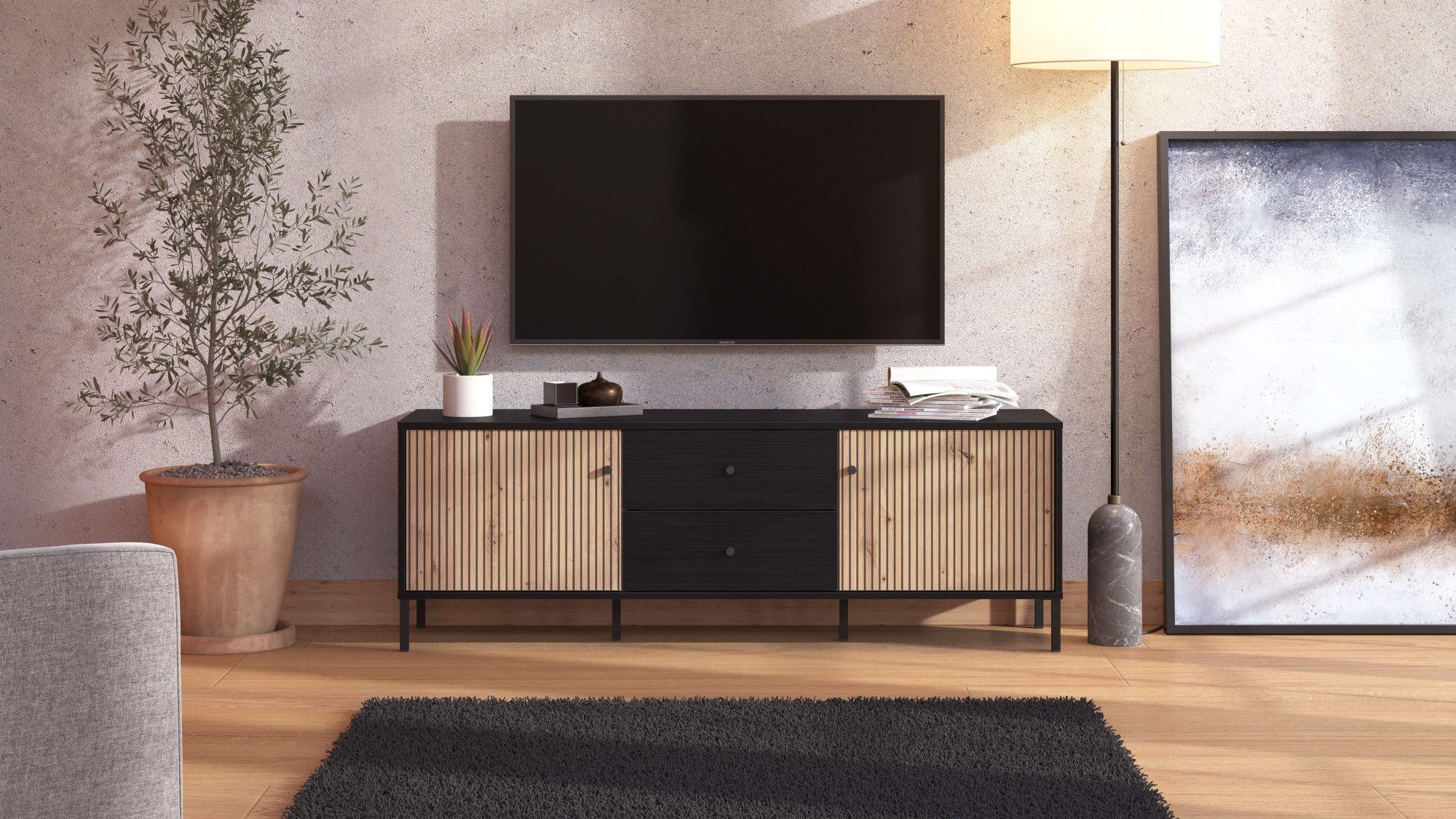 INOSIGN Lowboard "Correze, TV-Lowboard, TV-Schrank, TV-Ständer, Breite 157 günstig online kaufen