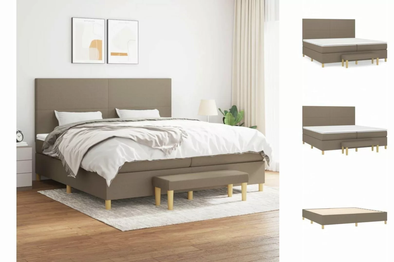 vidaXL Boxspringbett Boxspringbett mit Matratze Taupe 200x200 cm Stoff Bett günstig online kaufen