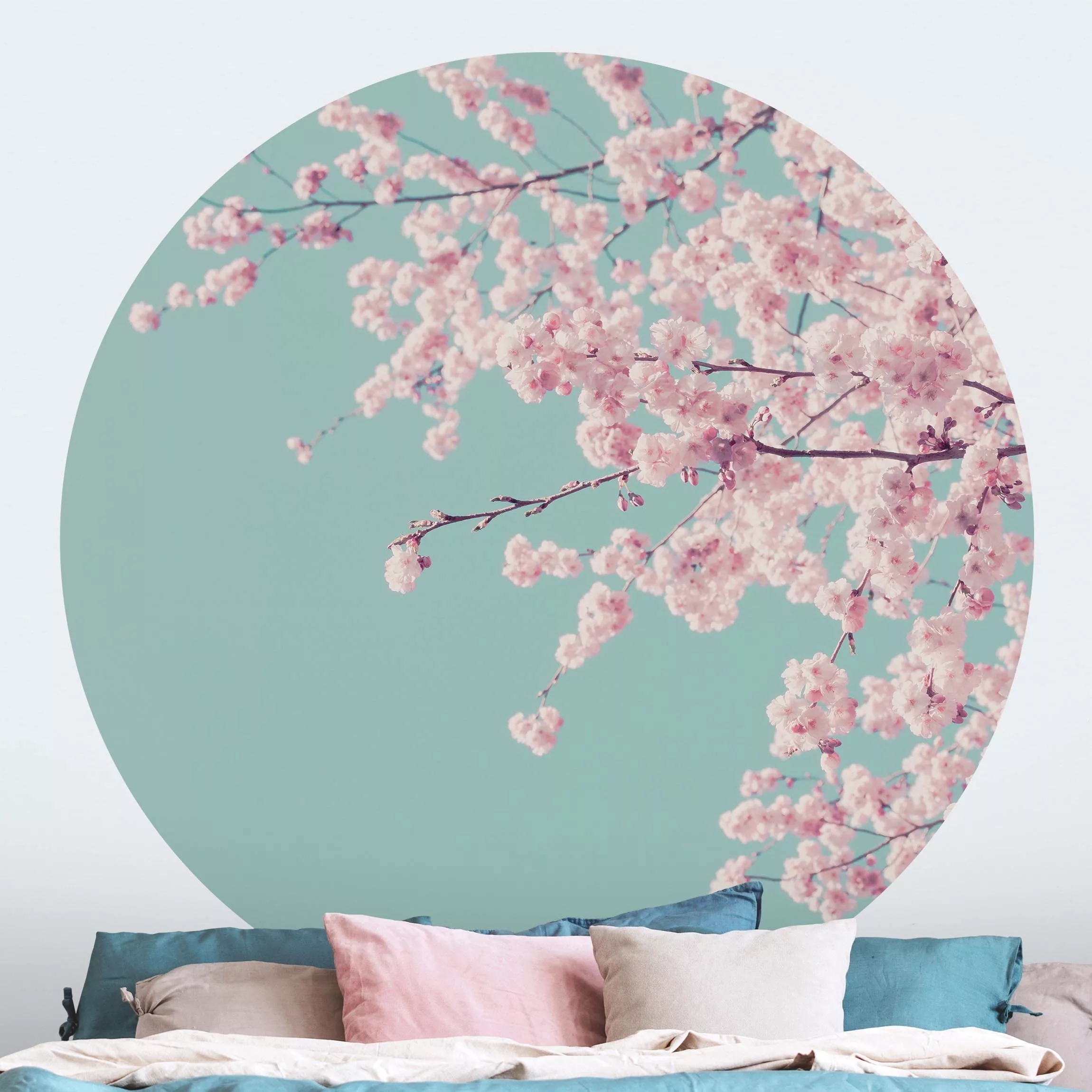 Runde Tapete selbstklebend Japanische Kirschblüte günstig online kaufen