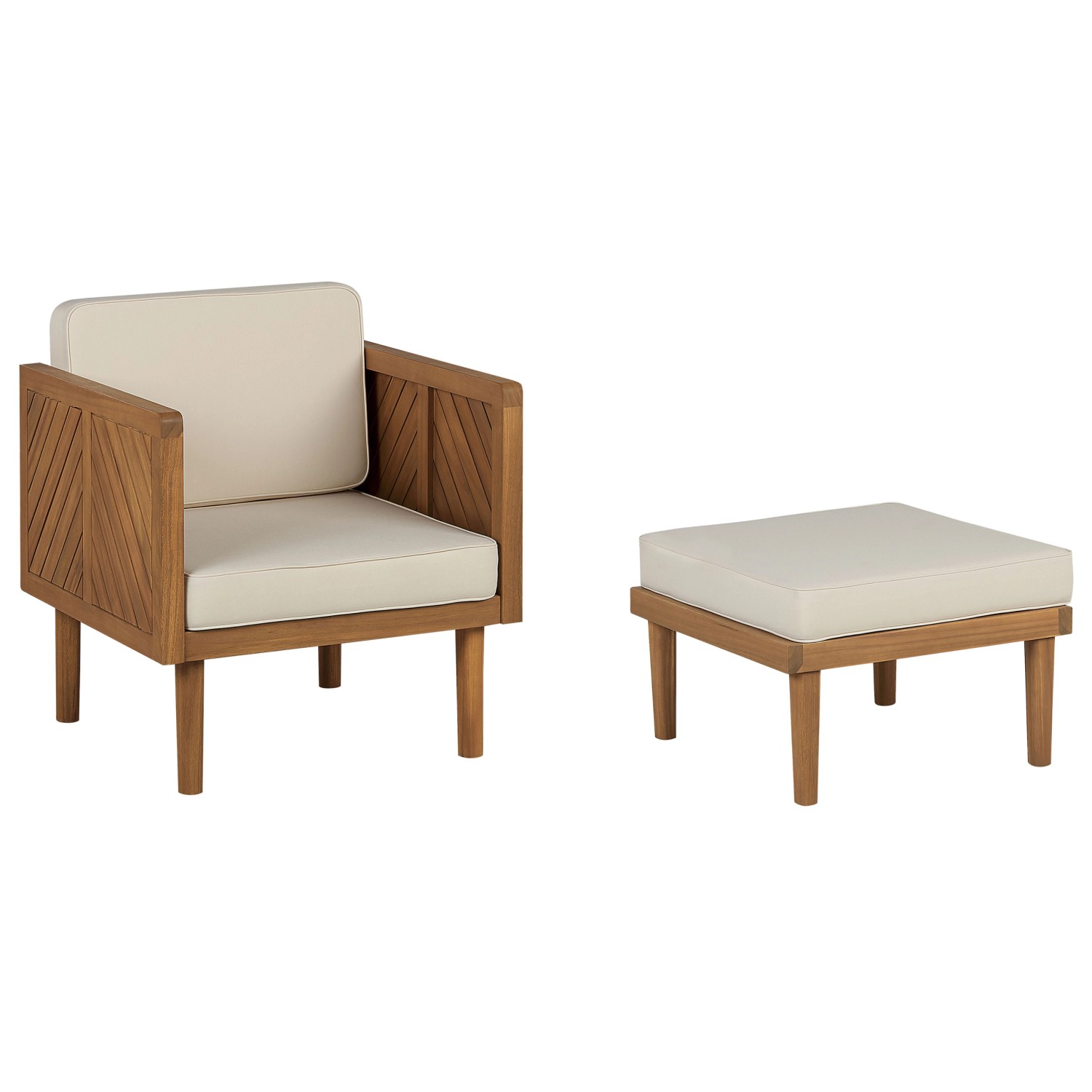 Beliani Gartenstuhl Heller Holzfarbton Beige 65x65x76 günstig online kaufen