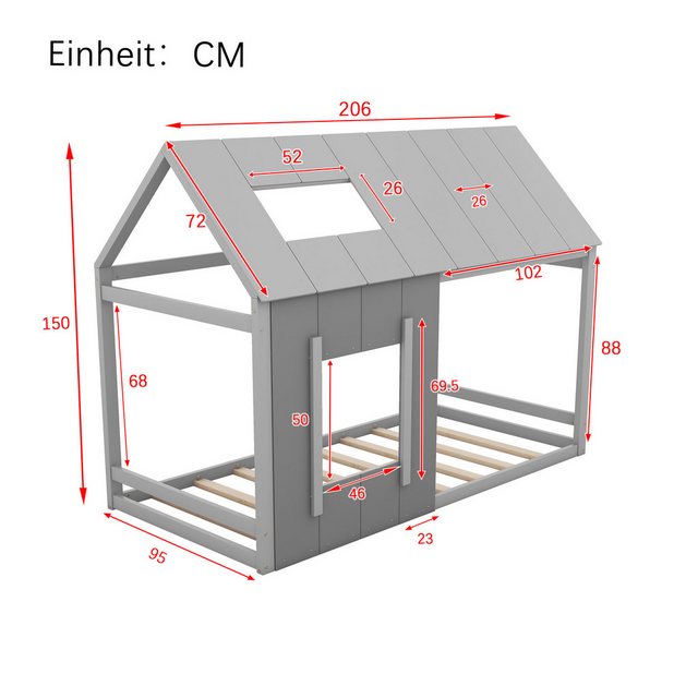 TavilaEcon Kinderbett in Hausform, Holzbett Hausbett Einzelbett mit Dach un günstig online kaufen