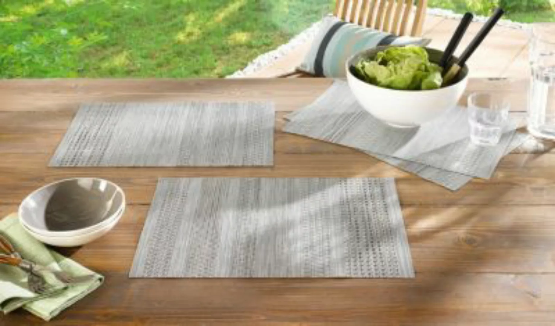 HOME Living Platzmatte SPAR-SET 2x Struktur Platzsets grau günstig online kaufen