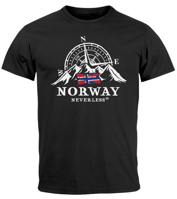 Neverless Print-Shirt Herren T-Shirt Norwegen Flagge Skandinavien Nordisch günstig online kaufen