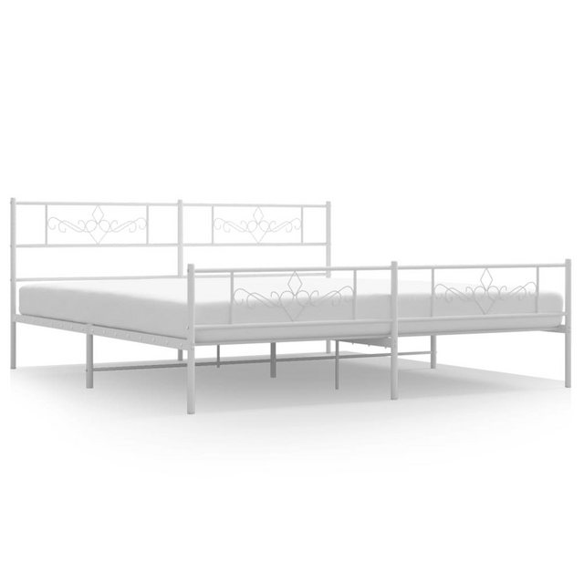 vidaXL Bettgestell, Bettrahmen mit Kopf- und Fußteil Metall Weiß 183x213 cm günstig online kaufen