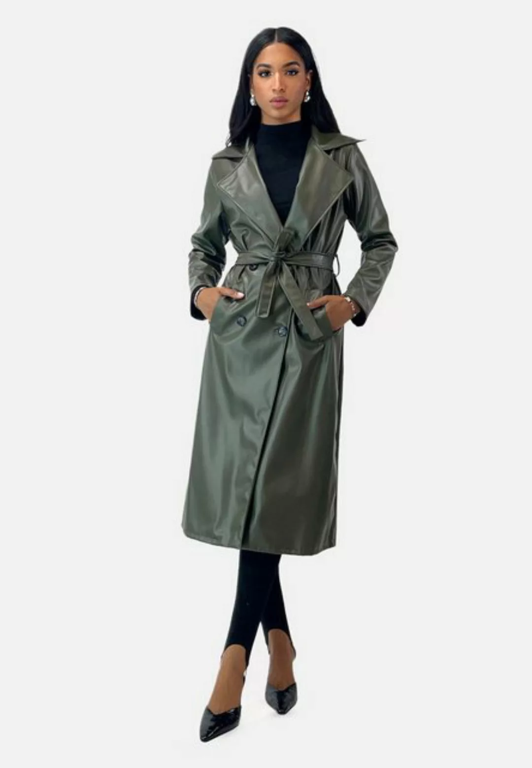 Elara Lederimitatmantel Elara Damen Trenchcoat (1-tlg) günstig online kaufen