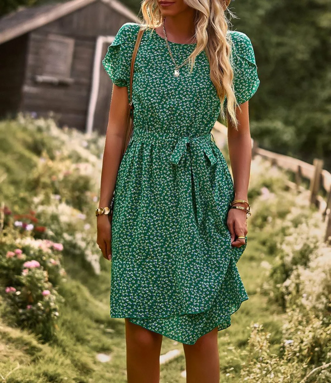 DEBAIJIA Dirndl Sommerkleid Damen Frauen Bedruckter Kleid lässiger Mode günstig online kaufen