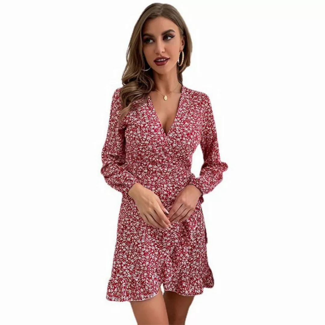 KIKI Midikleid Langärmliges rotes Kleid günstig online kaufen