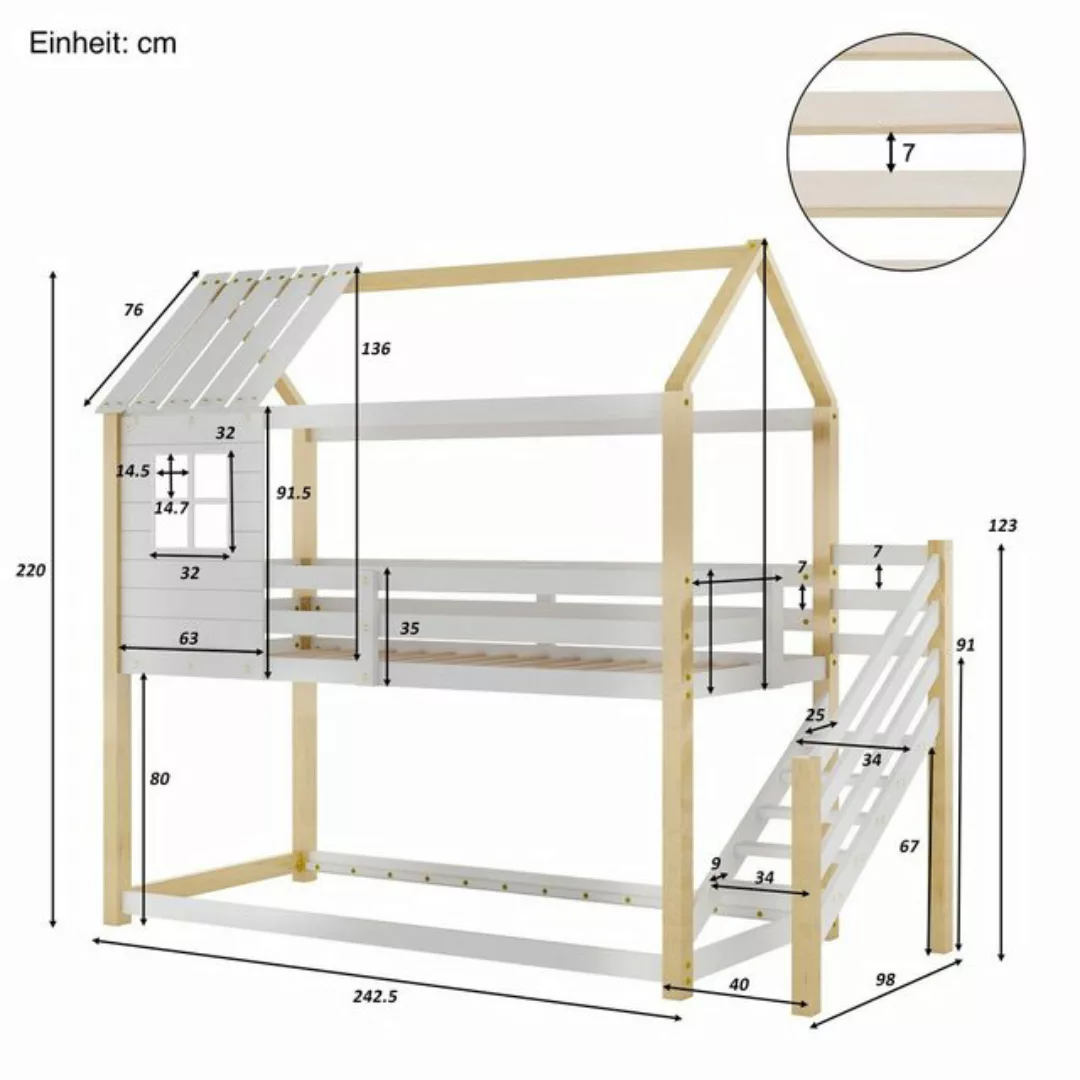 SOFTWEARY Etagenbett mit 2 Schlafgelegenheiten und Lattenrost (90x200 cm), günstig online kaufen