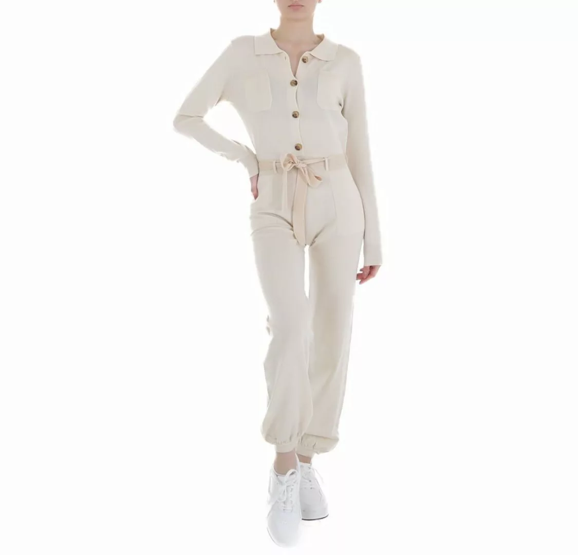 Ital-Design Overall Damen Freizeit Stretch Langer Jumpsuit in Creme günstig online kaufen