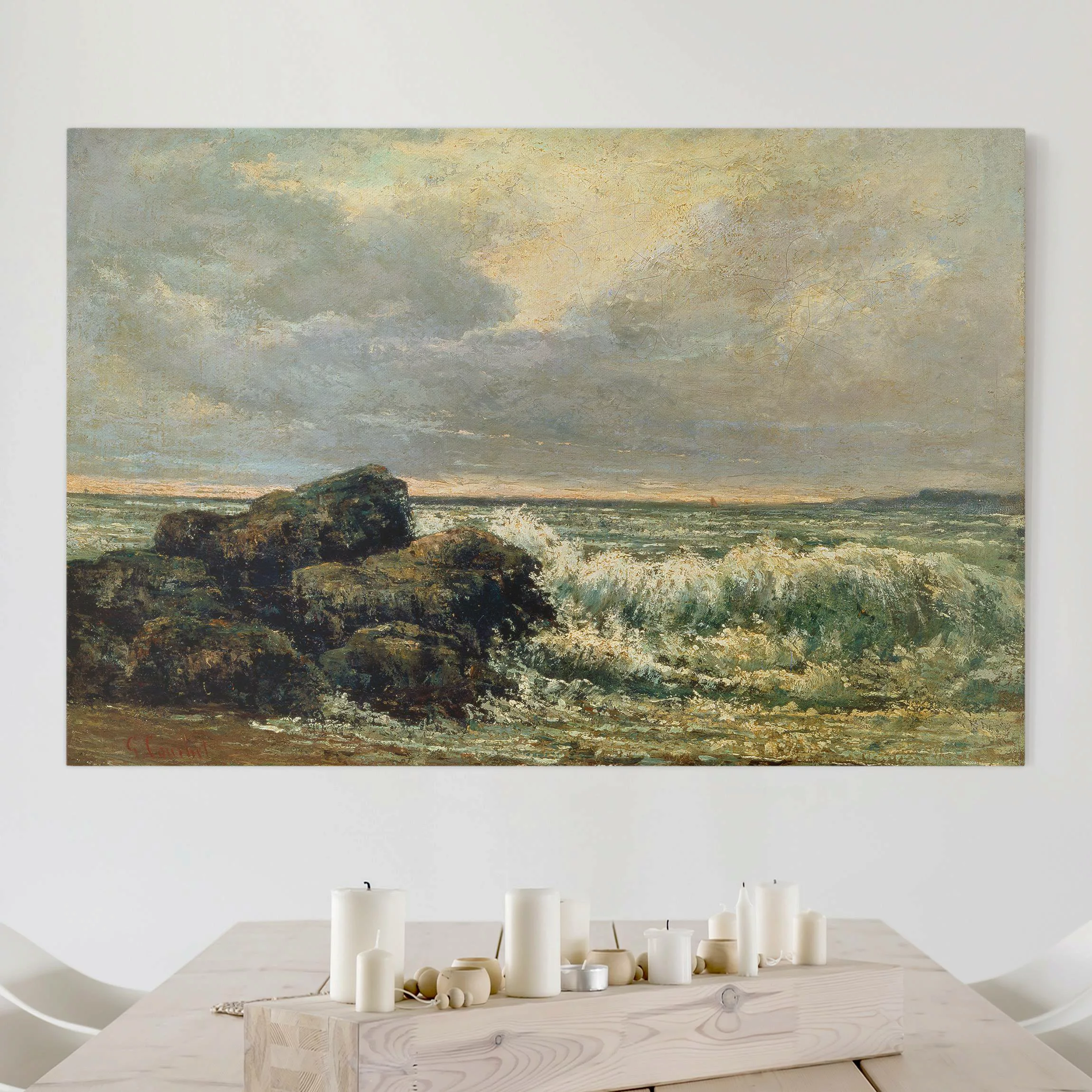 Leinwandbild Kunstdruck - Querformat Gustave Courbet - Die Welle günstig online kaufen