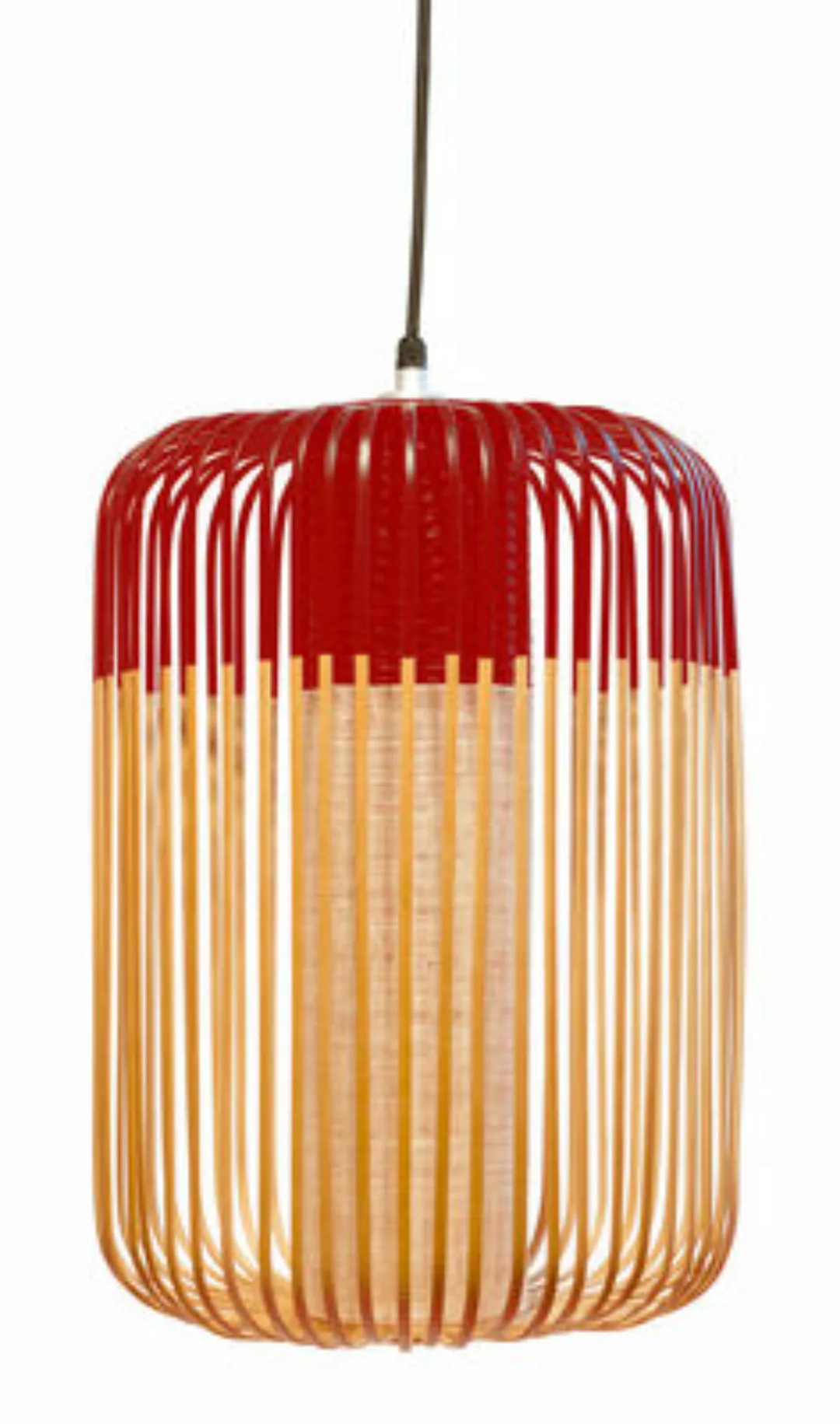 Pendelleuchte Bamboo Light L rot holz natur / H 50 cm x Ø 35 cm - Forestier günstig online kaufen