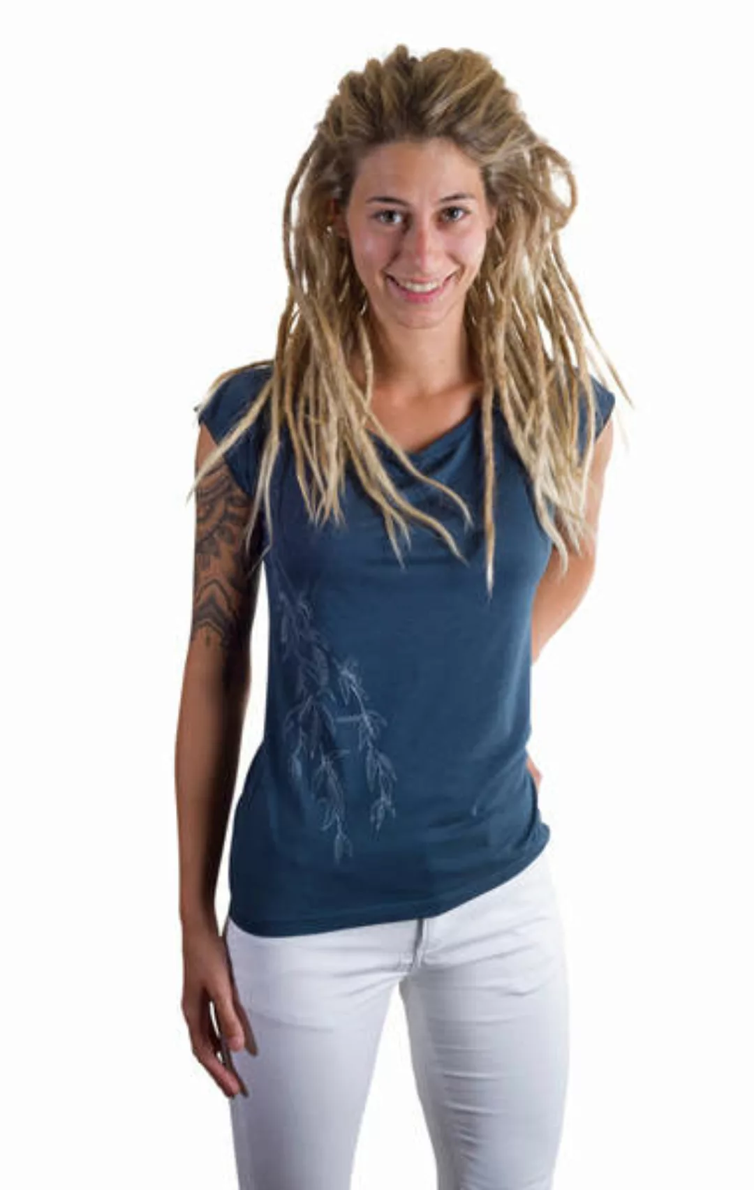 Bambus Shirt Fairwear Für Damen "Weidenast" In Denim Blue günstig online kaufen