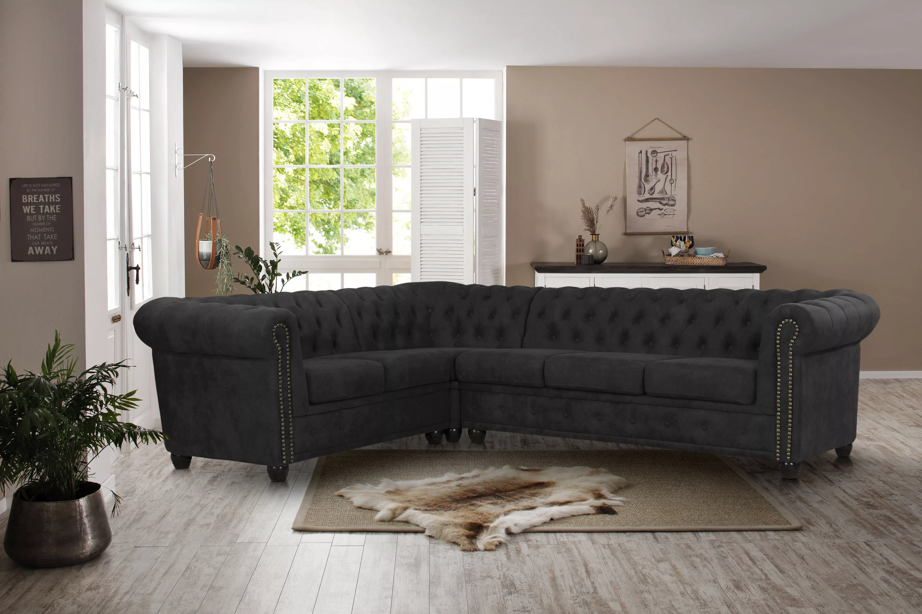 Home affaire Chesterfield-Sofa "Rysum L-Form", Chesterfield-Optik, langer S günstig online kaufen