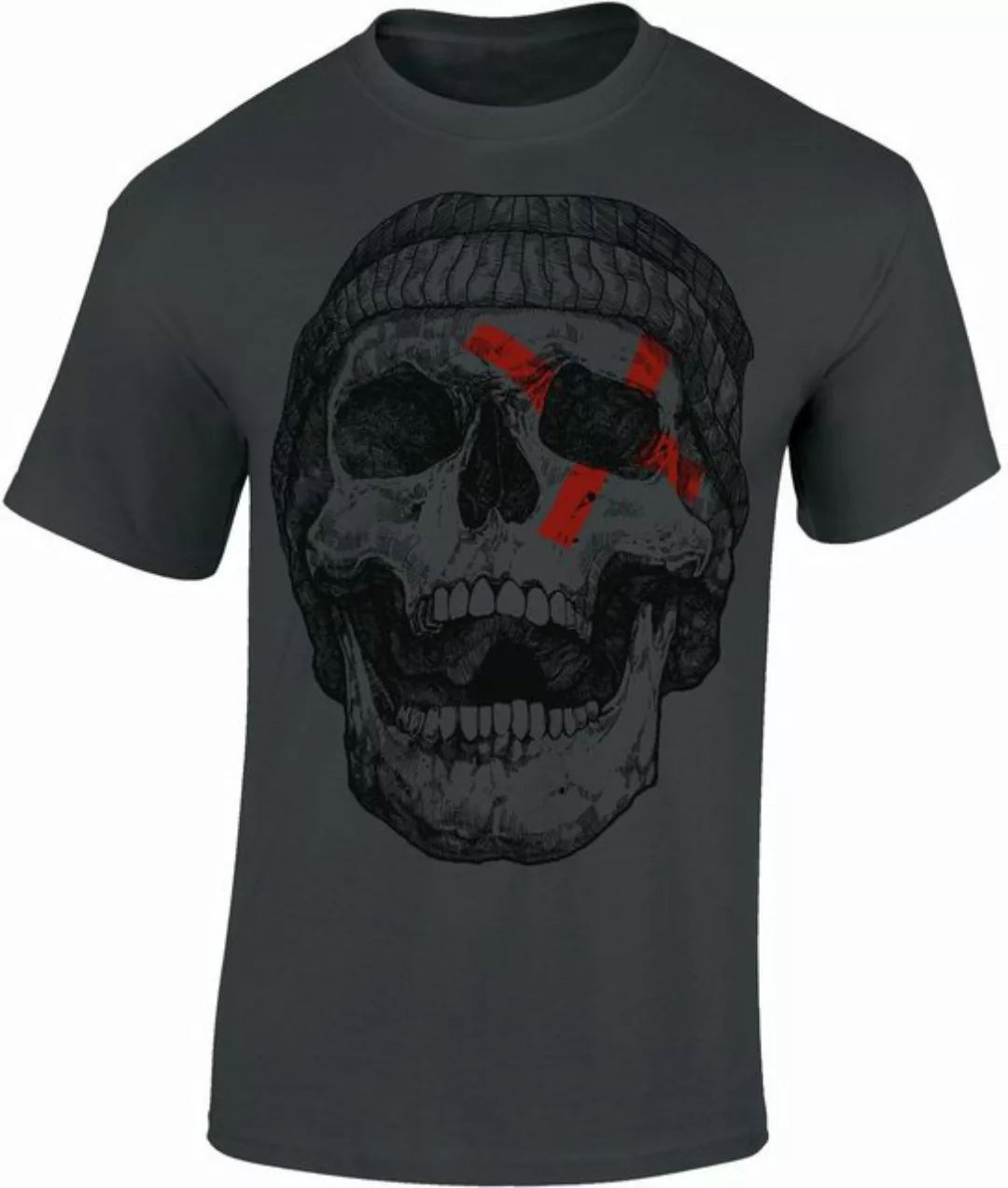 Baddery Print-Shirt Totenkopf Shirt: "Patched Skull" - Horror Skull Hallowe günstig online kaufen