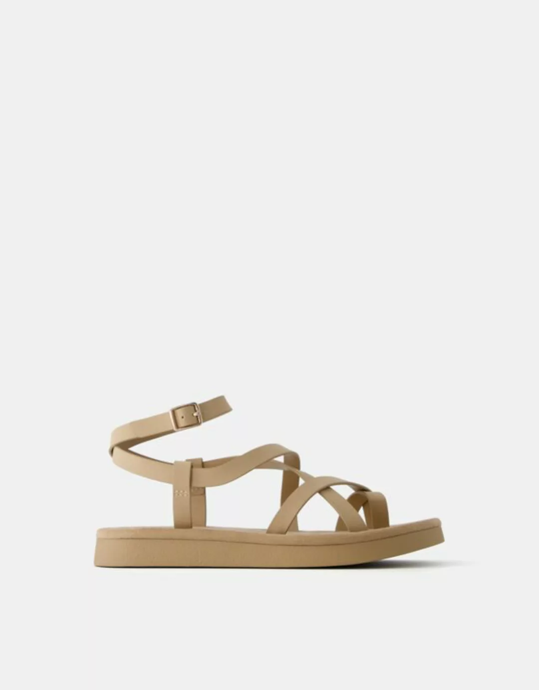 Bershka Flache Sandalen Mit Mehreren Riemchen Bskteen 41 Beige günstig online kaufen