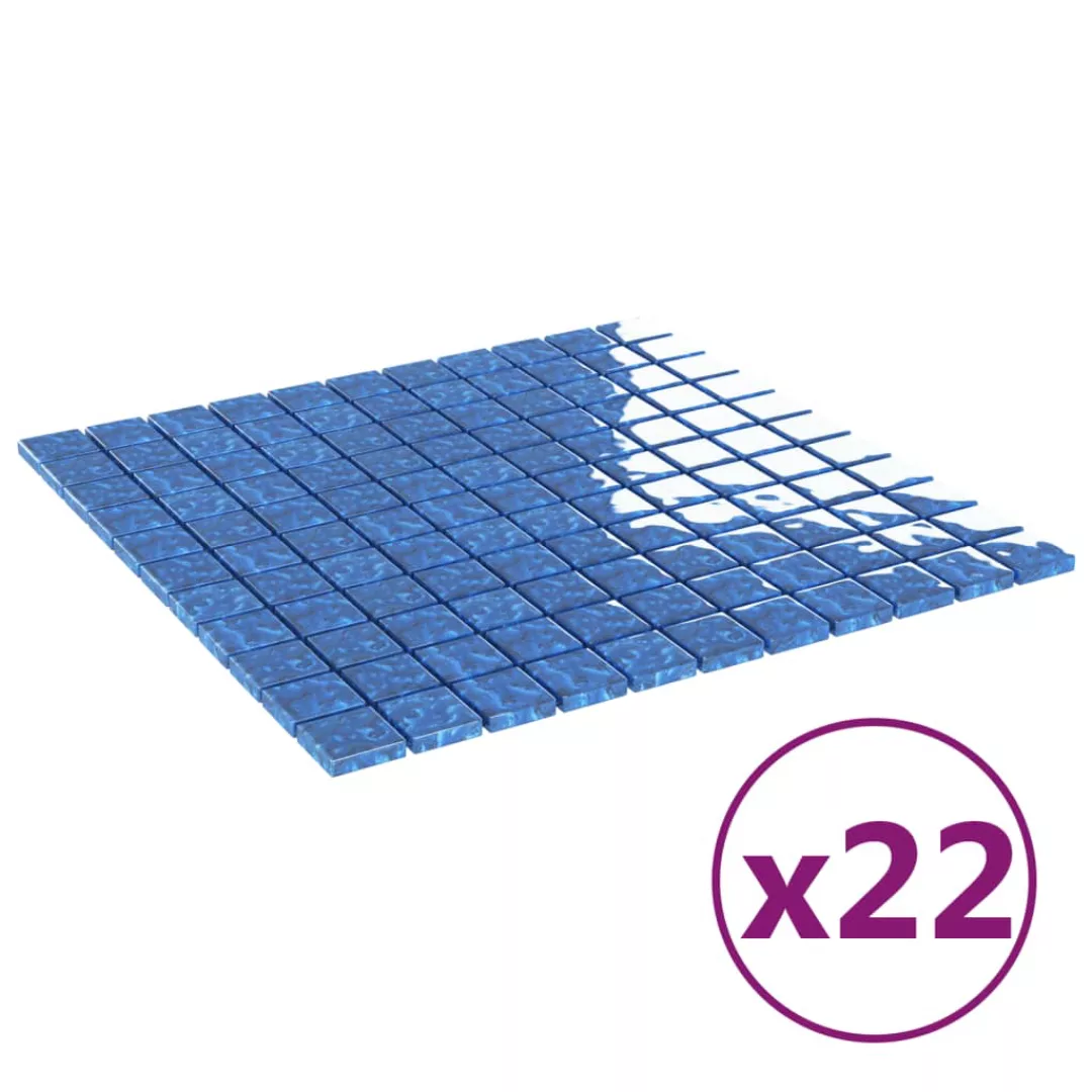 Mosaikfliesen 22 Stk. Blau 30x30 Cm Glas günstig online kaufen