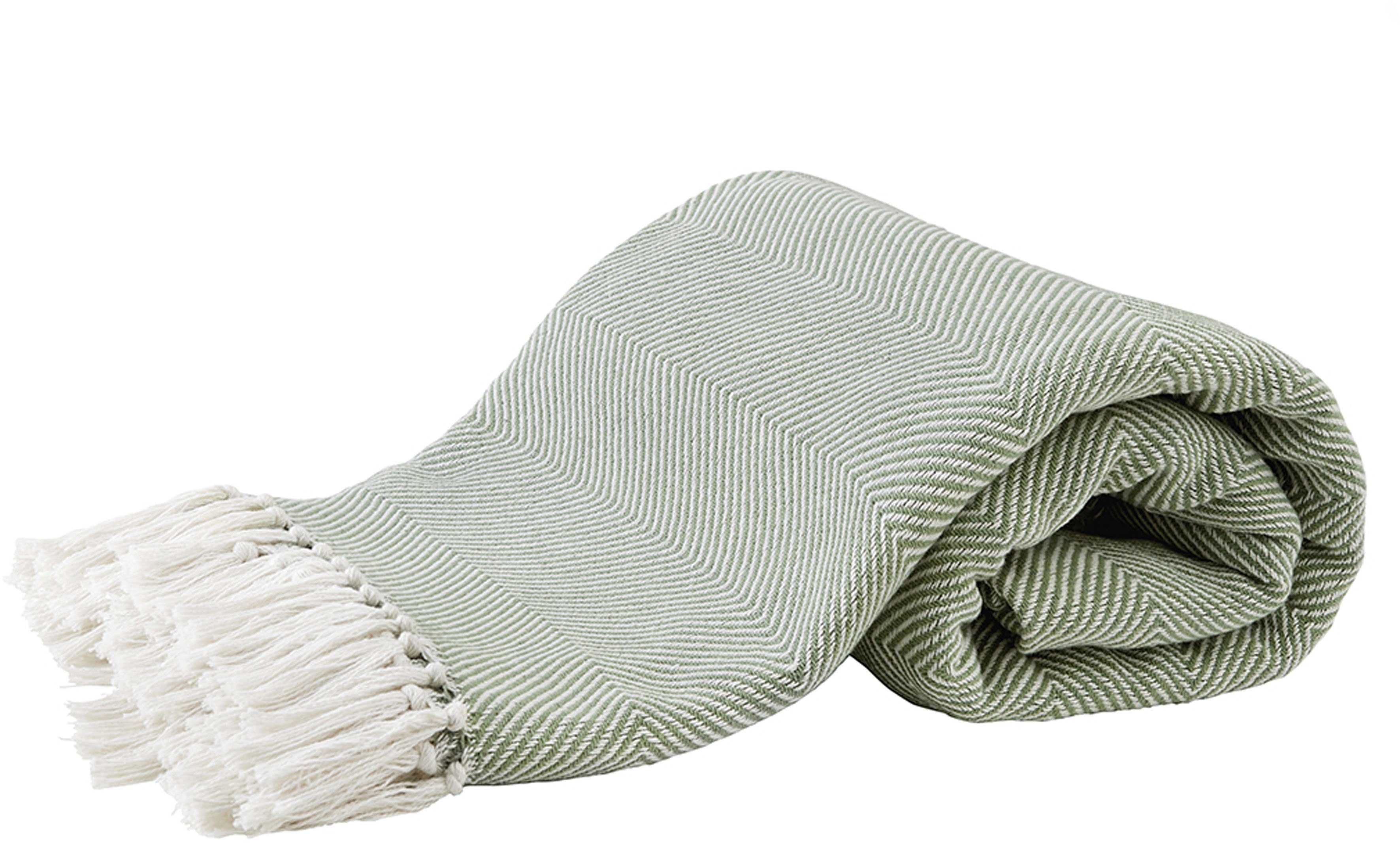 Primera Tagesdecke »Fransen«, mit stylischem Fransenrand und Fischgrat-Must günstig online kaufen