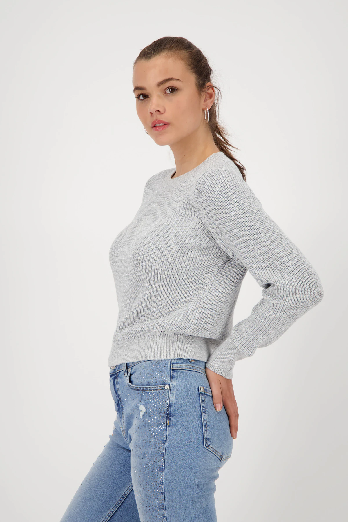 Monari Strickpullover "Pullover Basic Lurex", Mit Rundhalsausschnitt günstig online kaufen