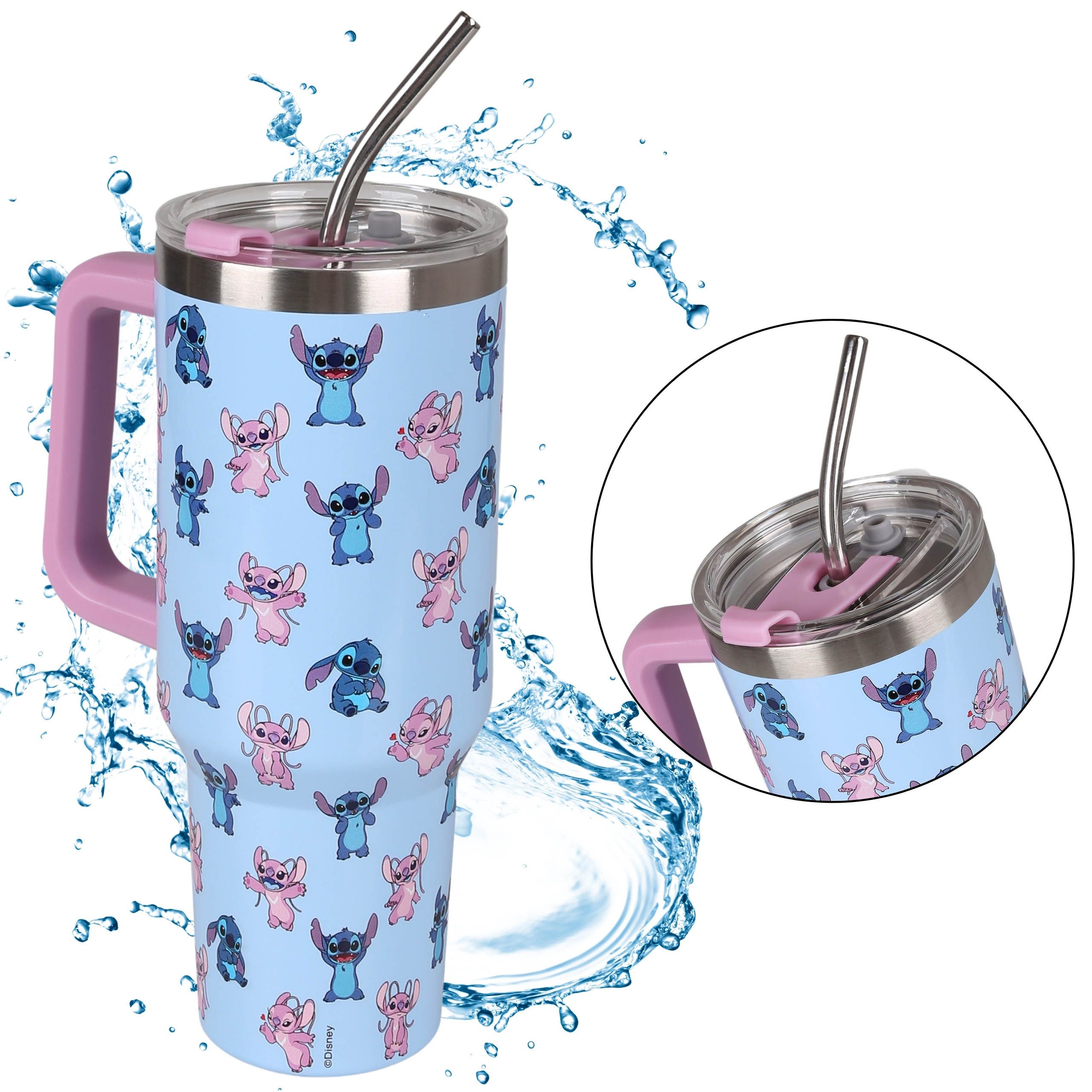 Sarcia.eu Dekobecher Disney Stitch and Angel,Thermobecher,Deckel,Metallstro günstig online kaufen