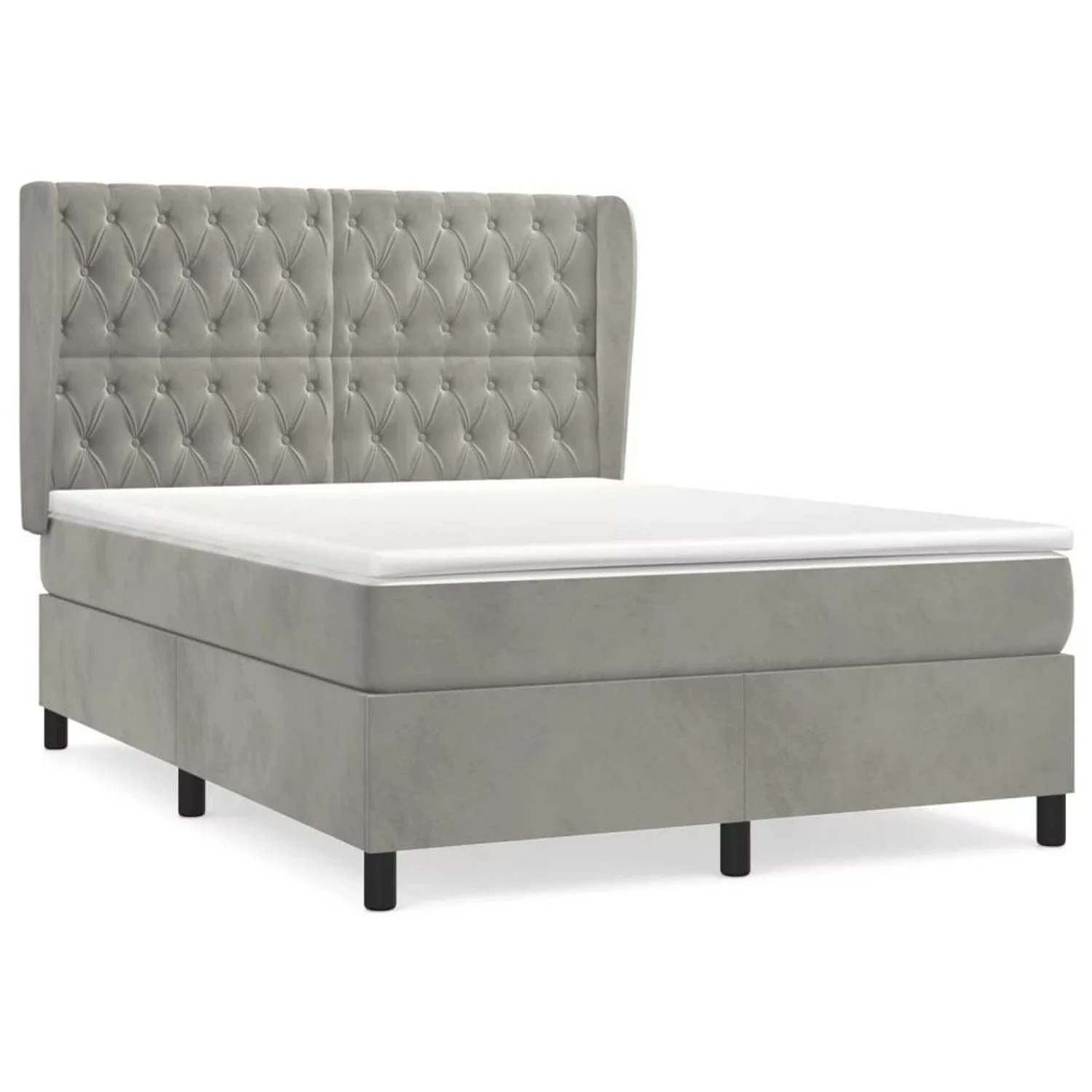 vidaXL Boxspringbett mit Matratze Hellgrau 140x190 cm Samt1381609 günstig online kaufen