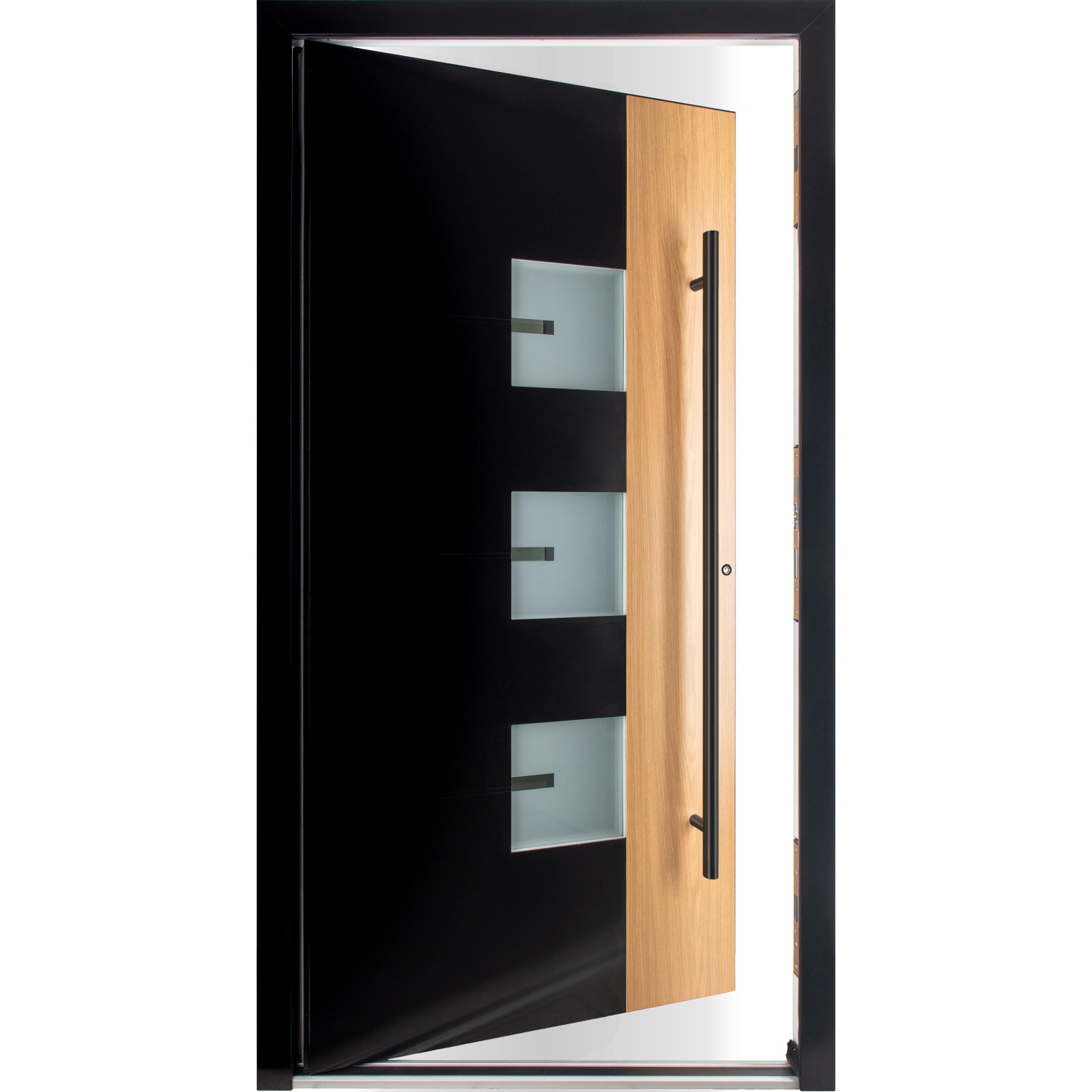Moderno Haustür M330P Bicolor Wood Schwarz-Eiche Natur 100 cm x 210 cm DIN günstig online kaufen