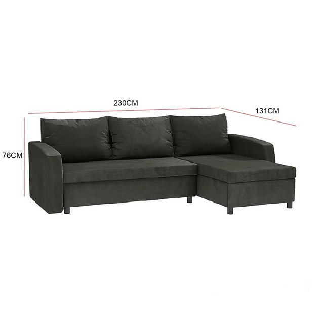 DB-Möbel Ecksofa "GARDENA" Schlafsofa in Dunkelgrau mit Bettkasten, 230 cm günstig online kaufen