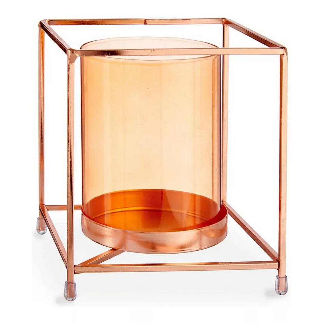 Kerzenschale Karriert Kupfer Bernstein Metall Glas (14 X 15,5 X 14 Cm) günstig online kaufen