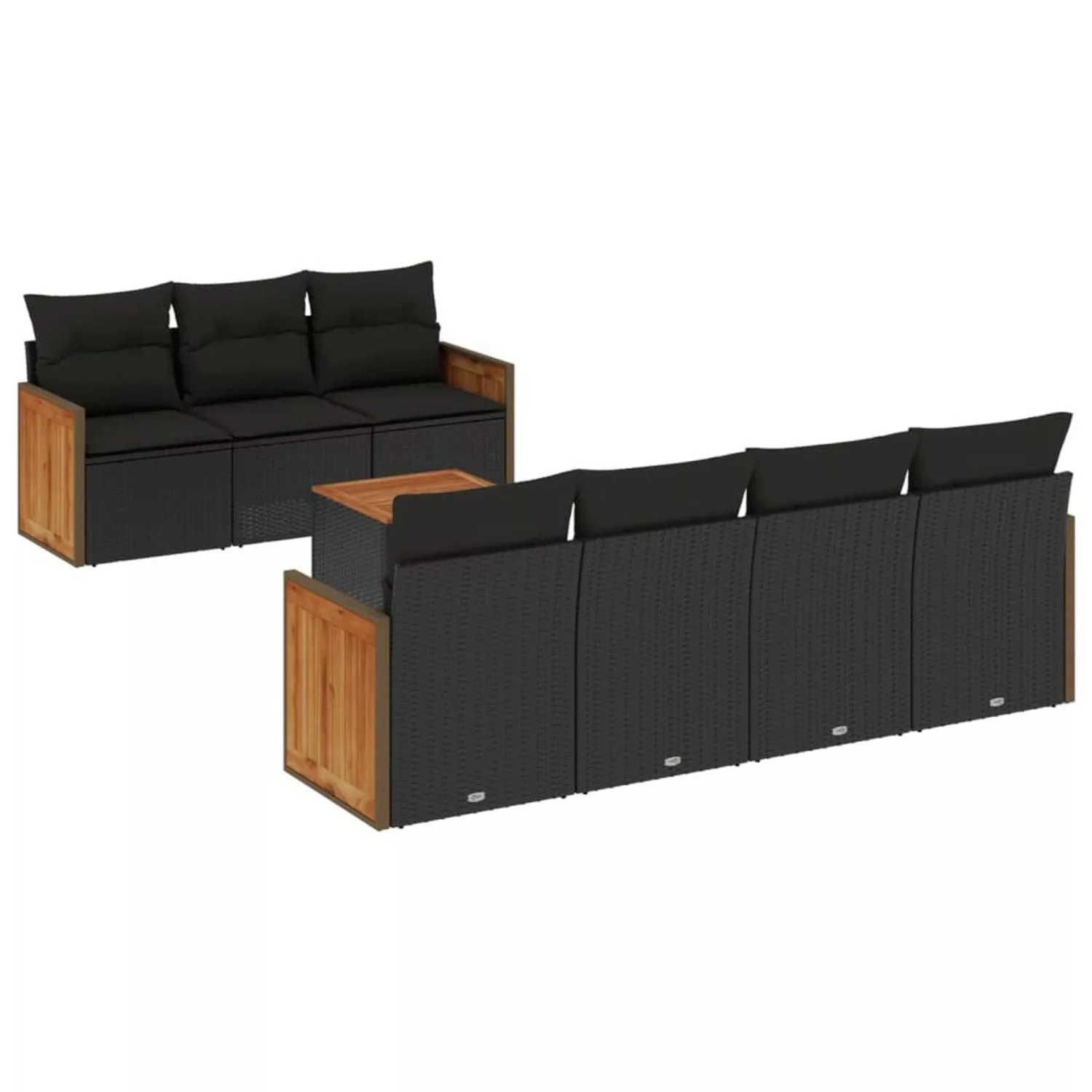 vidaXL 8-tlg Garten-Sofagarnitur mit Kissen Schwarz Poly Rattan Modell 128 günstig online kaufen