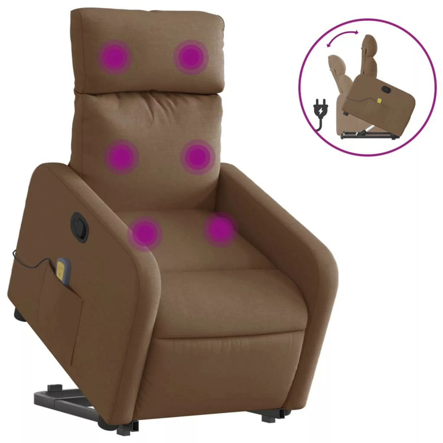 vidaXL Massagesessel mit Aufstehhilfe Braun Stoff Modell 13 günstig online kaufen