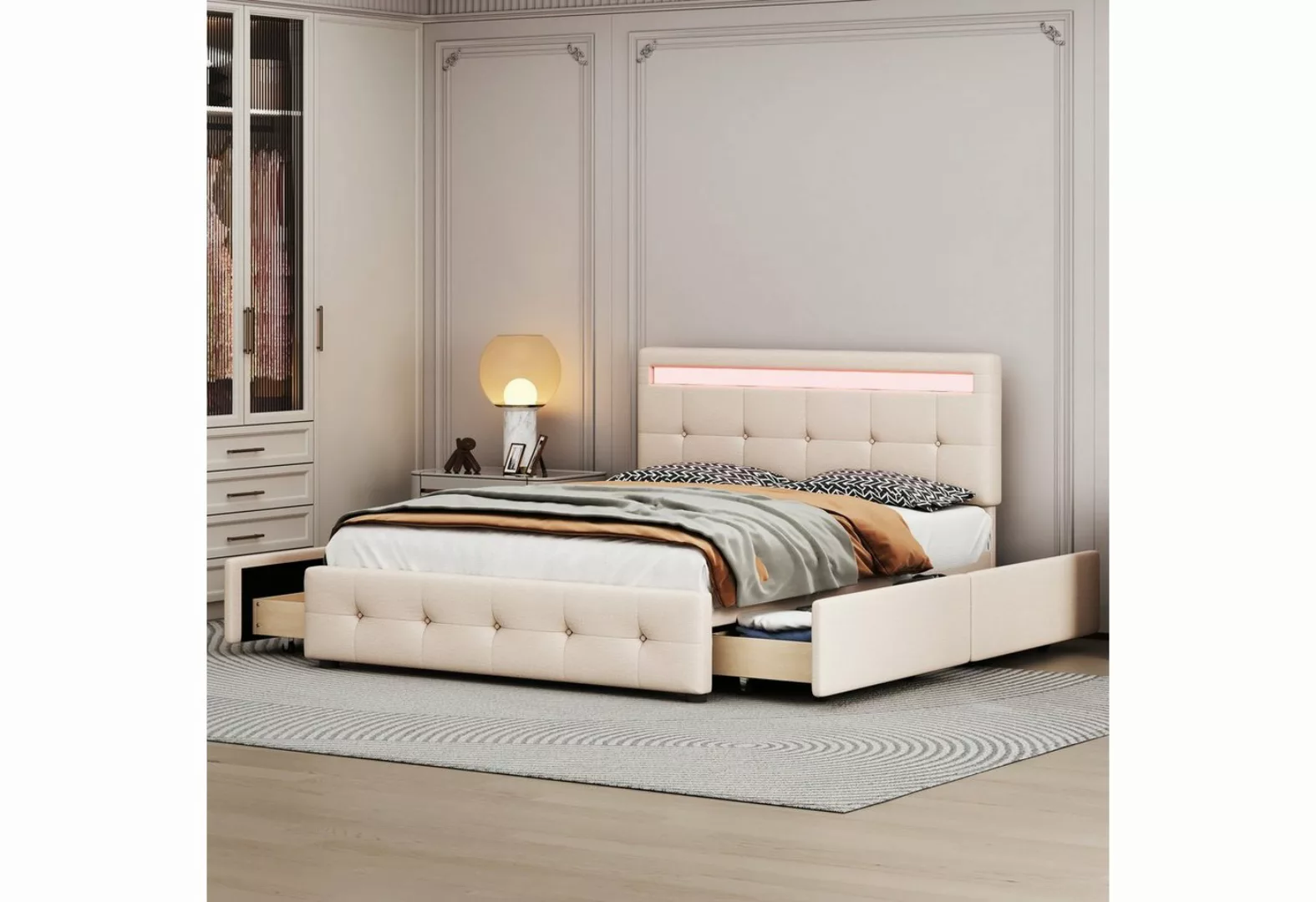 HAUSS SPLOE Bett Doppelbett Polsterbett Funktionsbett Bettrahmen (mit LED, günstig online kaufen