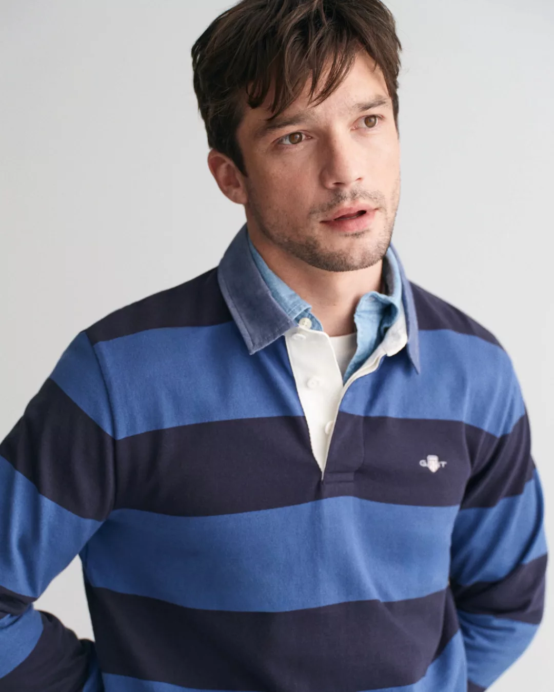 Gant Langarm-Poloshirt REG CHAMBRAY STRIPE HEAVY RUGGER günstig online kaufen