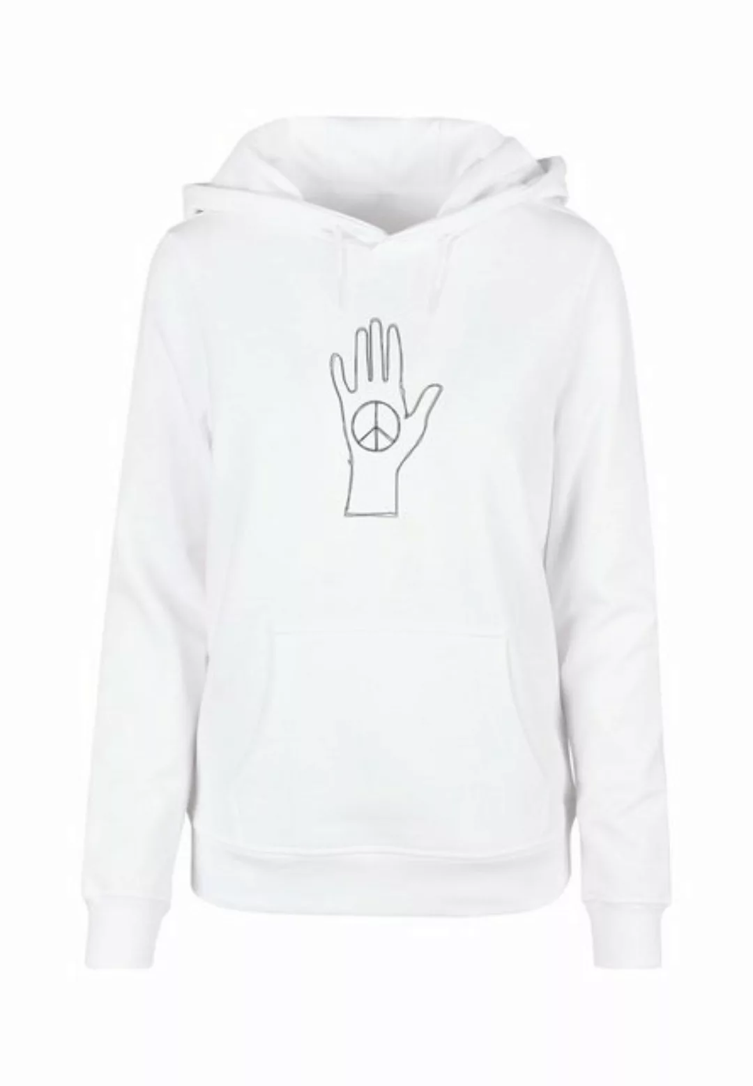 Merchcode Kapuzenpullover Merchcode Damen Ladies Peace - Scribble Hand Whit günstig online kaufen