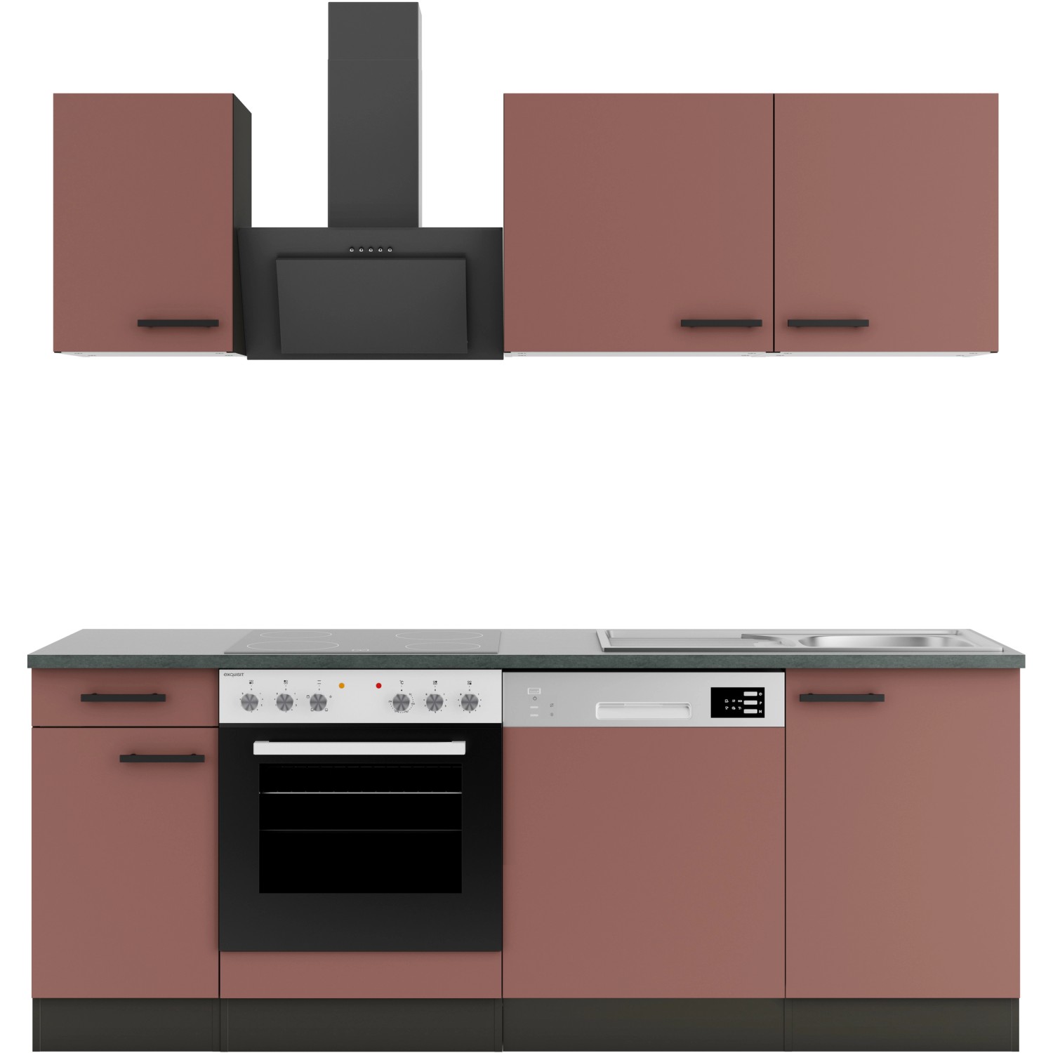 OPTIFIT Nizza407 Küchenzeile 210 cm ohne E-Geräte Rostrot günstig online kaufen