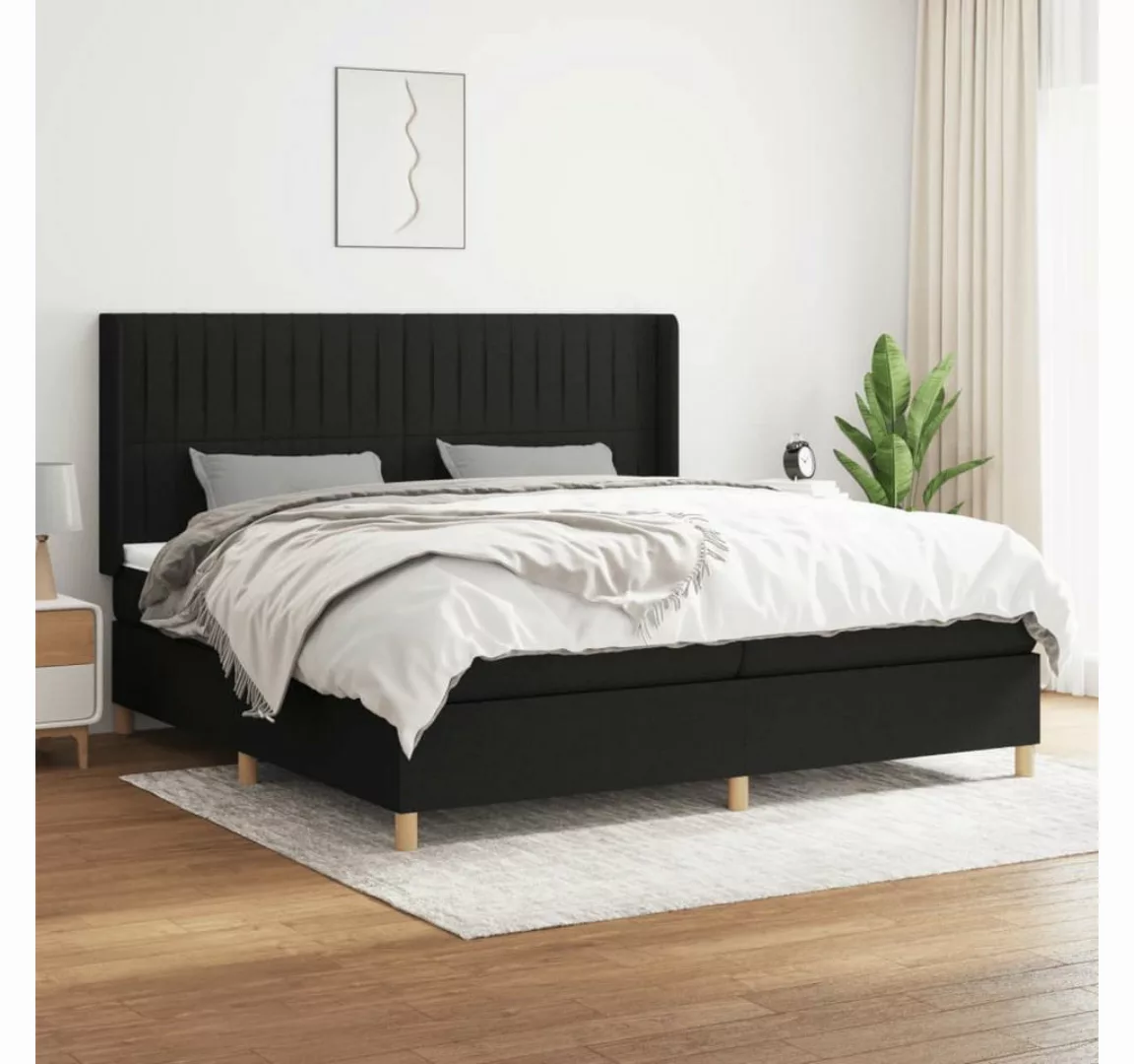 vidaXL Boxspringbett Boxspringbett mit Matratze Schwarz 200x200 cm Stoff Be günstig online kaufen