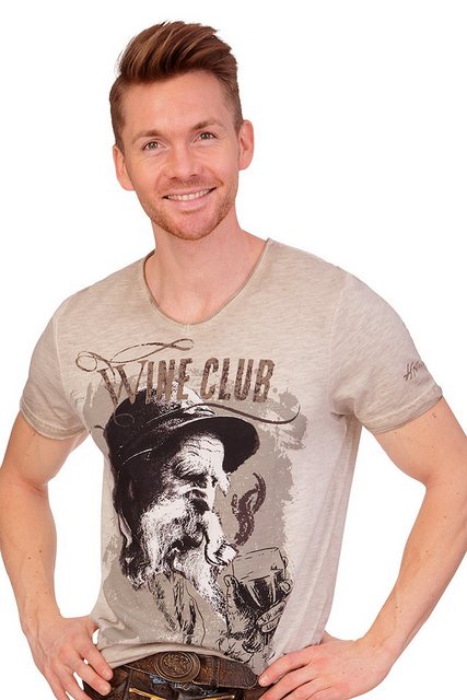 Hangowear Trachtenshirt Trachtenshirt Herren - WINE CLUB - beige günstig online kaufen