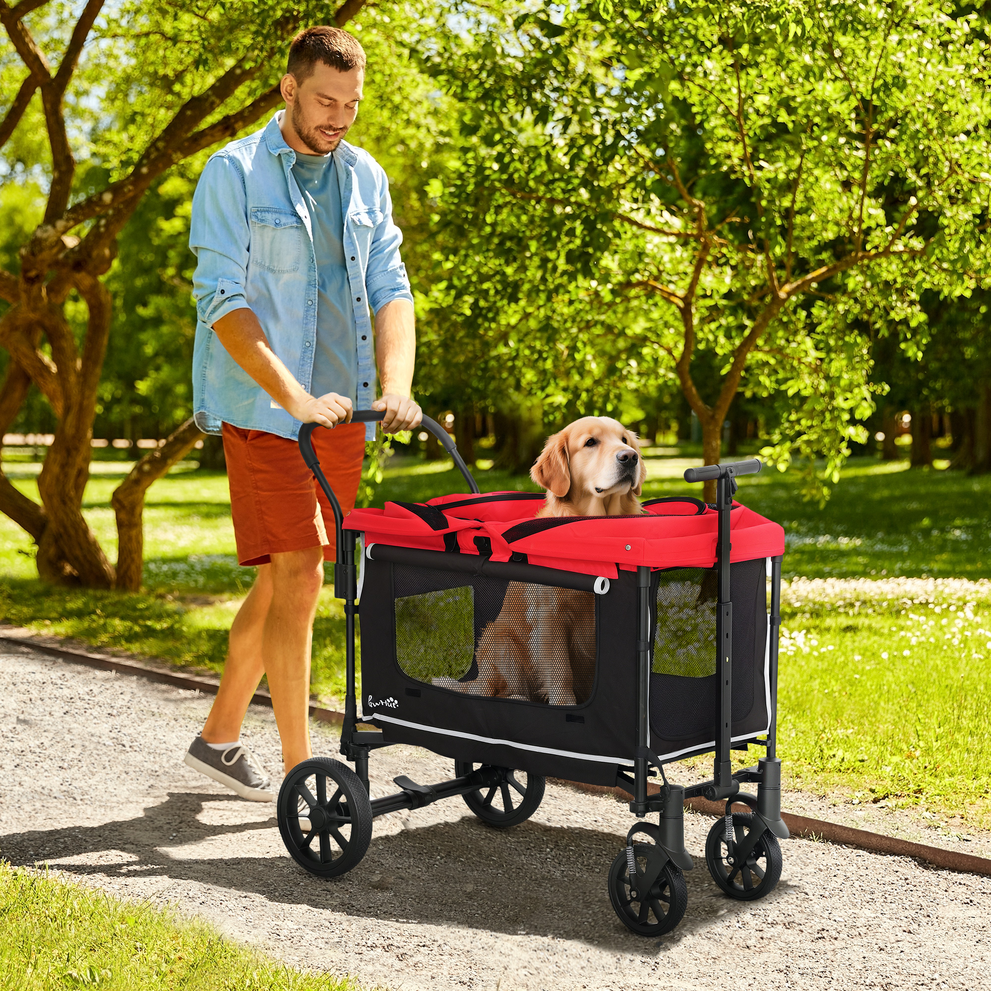 PawHut Hundewagen Hundebuggy klappbar für Hunde & Katzen bis 30 kg Katzenbu günstig online kaufen