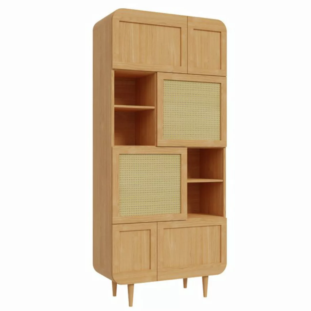 expendio Hochschrank Jamaika 1 Elegancia Oak Nb. / Dekor Rattan natur 95x21 günstig online kaufen