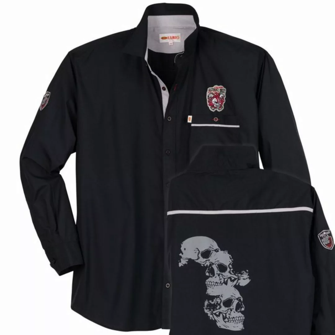 KAMRO Langarmhemd Große Größen Kamro Langarmhemd modisch schwarz Rückenprin günstig online kaufen