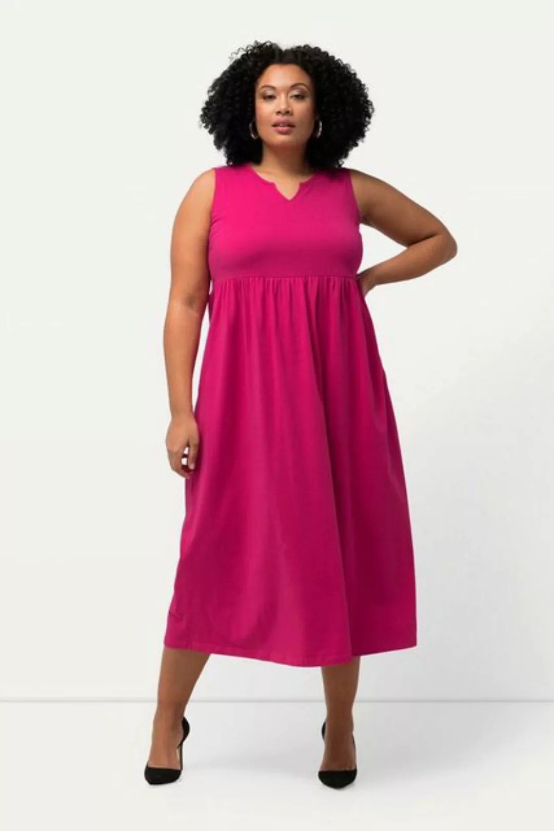 Ulla Popken Sommerkleid Jerseykleid A-Linie Tunika-Ausschnitt ärmellos günstig online kaufen