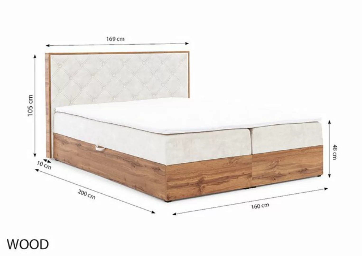 yourhouse24 Boxspringbett WOOD X Hotelbett Mit Zwei Bettkasten Kontinentale günstig online kaufen