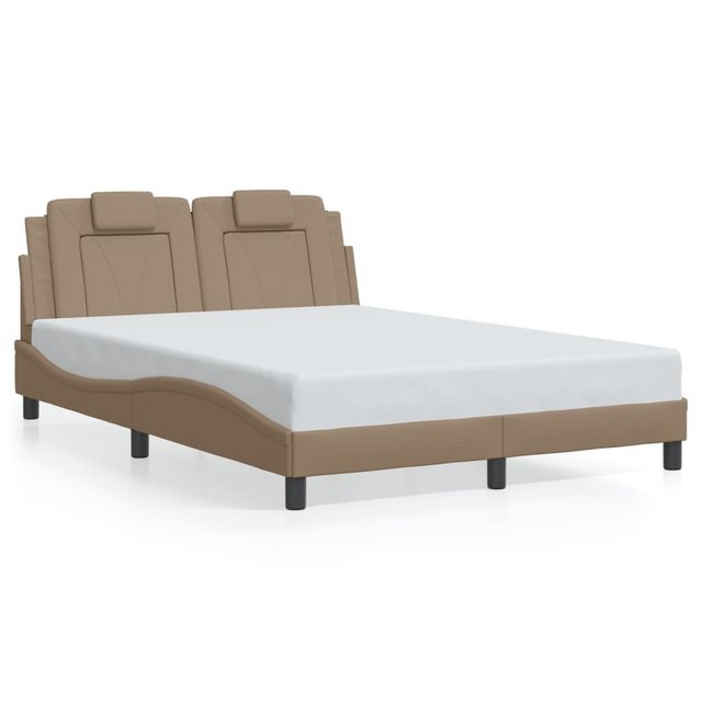 vidaXL Bett, Bettgestell mit Kopfteil Cappuccino-Braun 140x190 cm Kunstlede günstig online kaufen