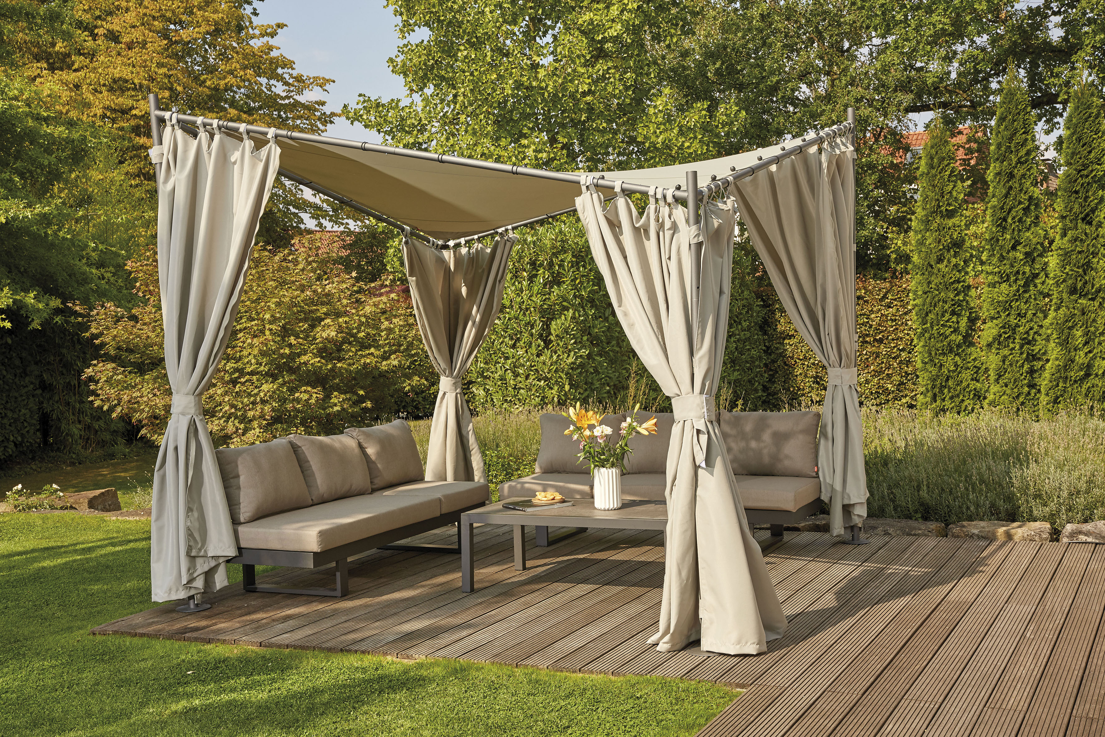 Siena Garden Seitenteile 2er Set zu Pavillon Berlino 300 cm x 197 cm Grau günstig online kaufen