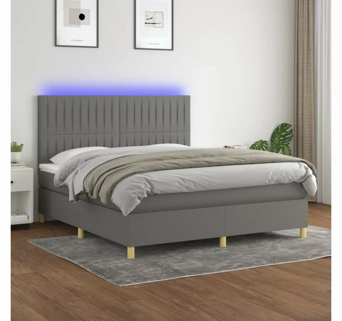 vidaXL Boxspringbett Bett Boxspringbett mit Matratze & Topper & LED (160 x günstig online kaufen