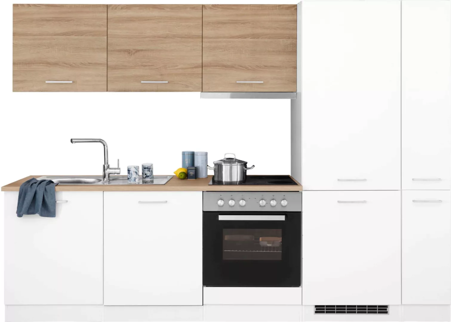 HELD MÖBEL Küchenzeile "Visby", mit E-Geräten, Breite 270 cm, inkl. Kühl/Ge günstig online kaufen