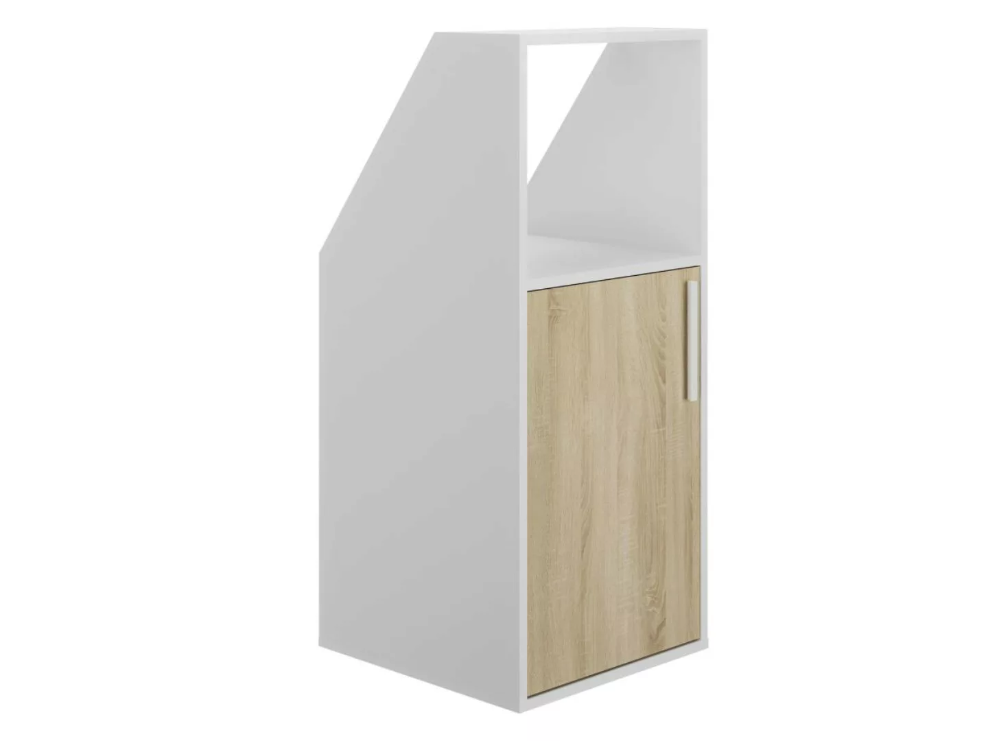 Schrank unter Dachschräge mit 1 Tür & 1 Ablage - Weiß & Holzfarben - ADEZIO günstig online kaufen