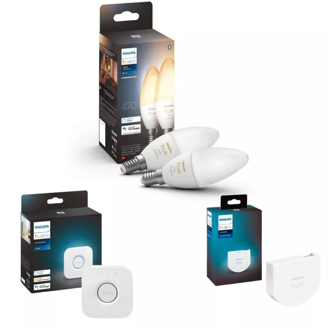 Philips Hue Bluetooth White Ambiance LED E14 5,2W 470lm Doppelpack inkl. Br günstig online kaufen