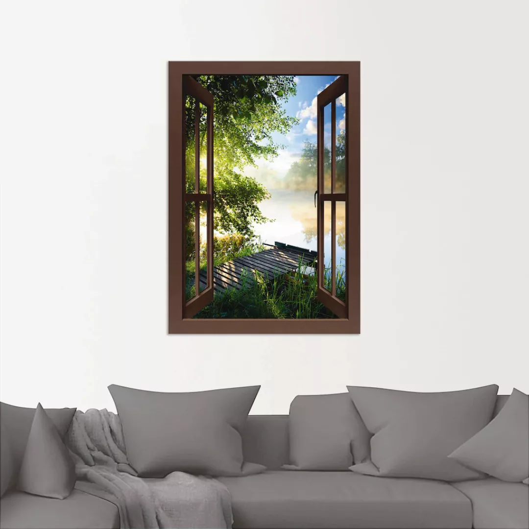 Artland Wandbild "Fensterblick Angelsteg am Fluss", Fensterblick, (1 St.), günstig online kaufen