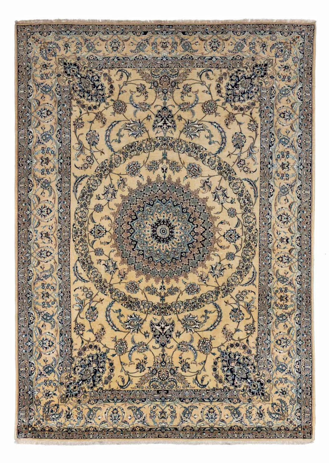 morgenland Wollteppich »Nain Medaillon Beige 340 x 246 cm«, rechteckig, Uni günstig online kaufen