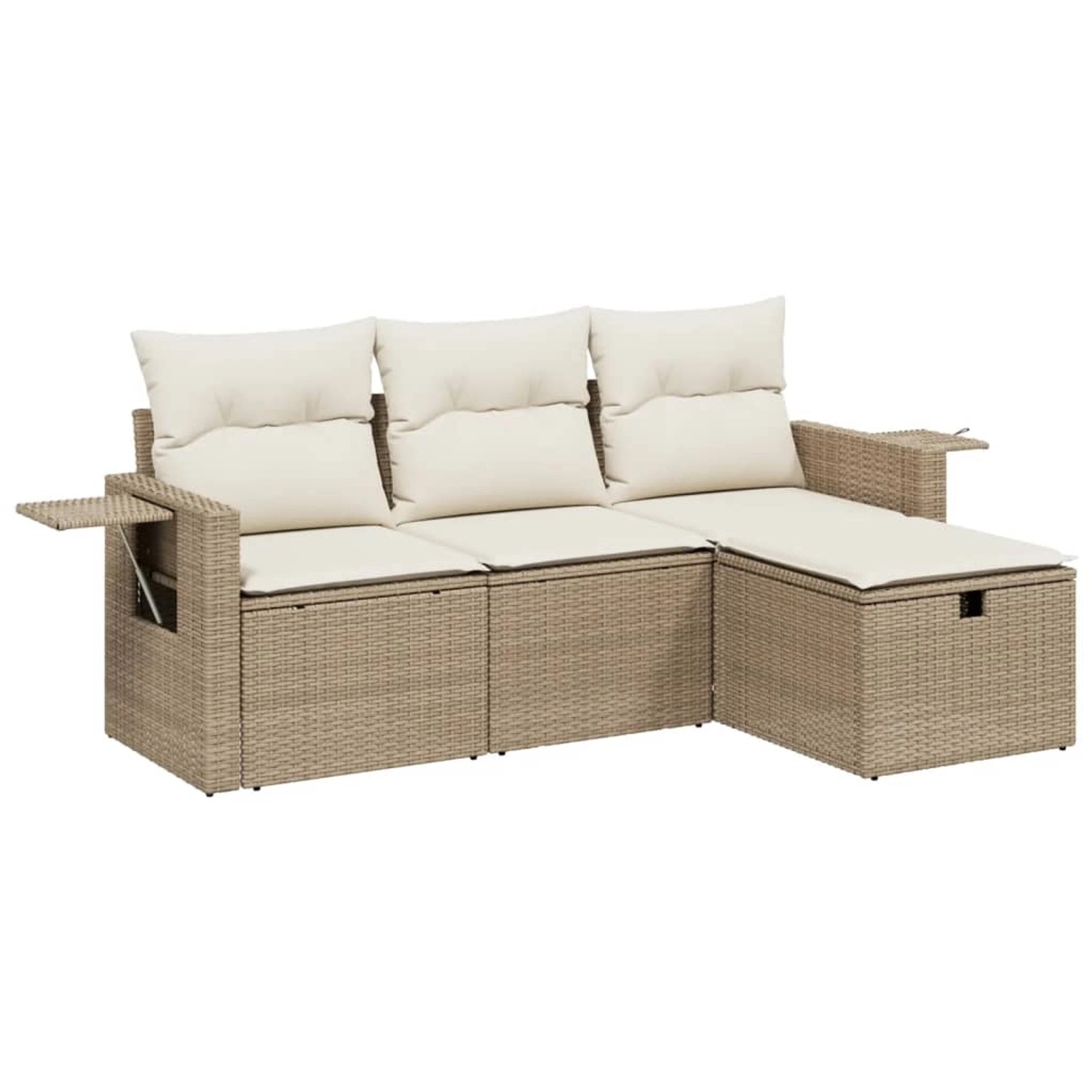 vidaXL 4-Tlg Garten-Sofagarnitur mit Kissen Beige Poly Rattan 3263754 günstig online kaufen